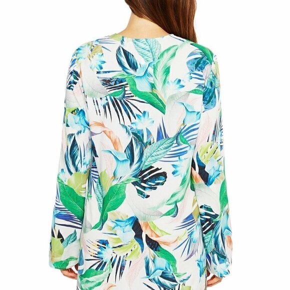 La Blanca In The Moment Floral Paradise Printed Tunic Beach Cover-Up - Picture 2 of 8